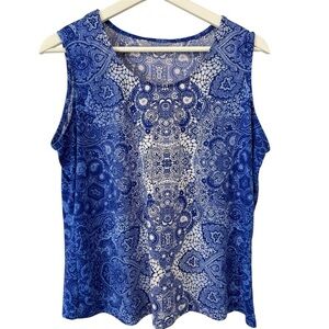 Blue Paisley Sleeveless Top - flowy